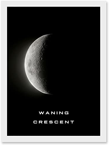 Artery8 Phases of the Moon Astronomy Waning Crescent Lunar Space Poster Artwork Framed Wall Art Print A4