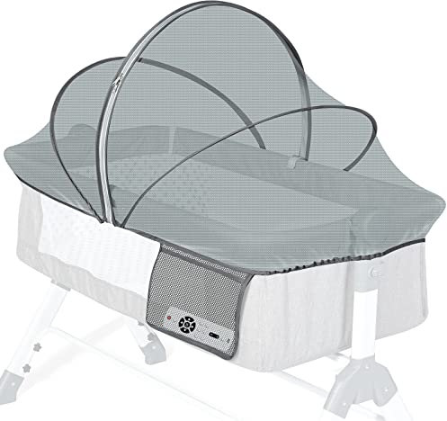 Orzbow Universal Moskitonetz für Babybett,Stabil Insektenschutz für Reisebett mit Reißverschluss,Dauerhaft Fliegennetz für Kinderbett,Beistellbett,Einfache Installation,mit Seitentasche (Dunkelgrau)