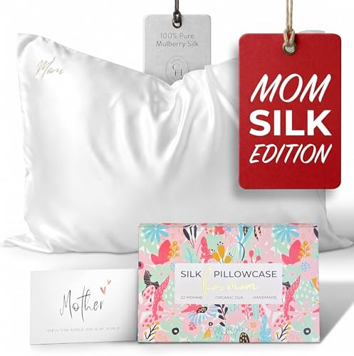 Seiden-Kissenbezug mit Stickerei für Mama, Geschenk zum Muttertag, für Mutter, Ehefrau, Tochter oder Schwester, inklusive Muttertags-Karte und Geschenkbox
