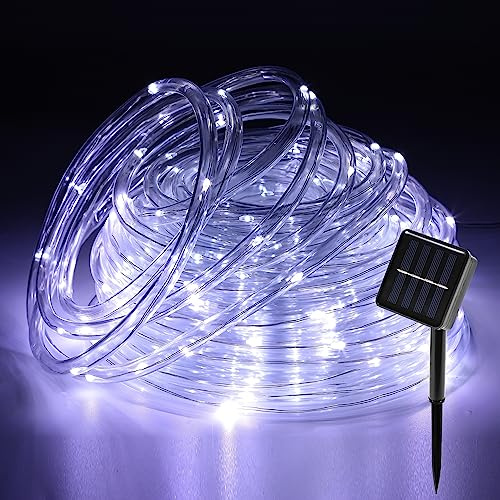 Ansobea Solar Lichterkette Aussen 20M 200LED, Solar Lichterschlauch Aussen 8 Modi, Led Schlauch Außen Solarenergie und IP65 Wasserdicht Lichtschlauch für Weihnachten, Party - Weiß