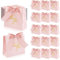 50 Stück Geschenktüte mit Schleifen, SHAIDOJIO, Klein Geschenktüte mit Rosa Seidenband Geschenktüte Papier für Partys, Feste, Hochzeiten, Geburtstagstüten, Hochzeitstüten, Brautjungferntüten
