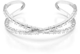 Swarovski Hyperbola Armreif, Rhodinierter Damenarmreif mit Unendlichkeitsmotiv und Strahlenden Klaren und Weißen Swarovski Kristallen