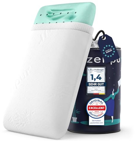 ZenPur Oreillers Ergonomique Cervical, Lot de 4 Coussins Mémoire Forme, Douloureuses Cou et Épaule, Anti Acarien & Ronflement, Housse Bambou, Fabriqué EU – Mi-Ferme, Tout Type de Dormeur