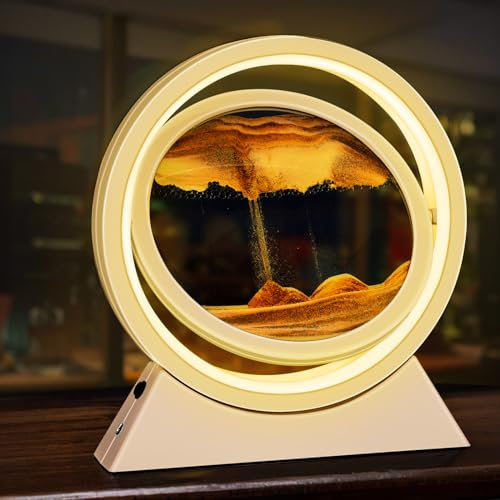 Ulikey Cadre Sable Mouvant, 3D Sablier Decoratif avec Veilleuse LED, Image de Sable Dynamique Peinture de Sable Qui Coule, pour Adultes la Décoration Bureau à Domicile (Orange-Orange Jaune)