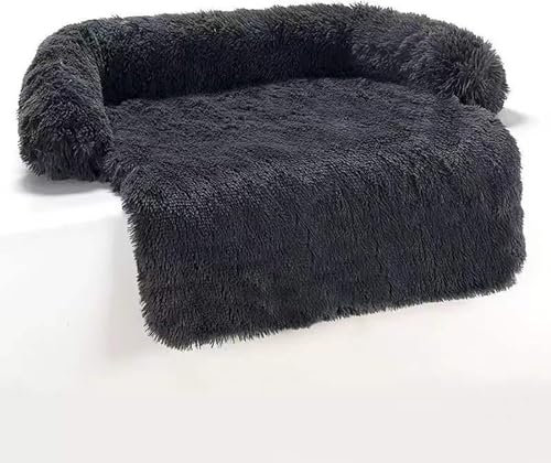 LoKori Hundesofa, beruhigende Hundematte Sofa, weiche abnehmbare Plüsch Couch mit Reißverschluss, Hundesofa Bett Hundesofa Schutz, für kleine und mittlere Hunde (XXS:60 * 50 * 15cm,Dark Gray)