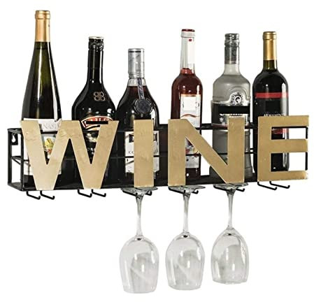 BOGAZY Weinflaschenhalter Wandbehang Weinregal Upside Down Weinglas Home Restaurant Weinschrank Dekorationen Weinregal Weinregale(60.3 * 10.5 * 11cm)