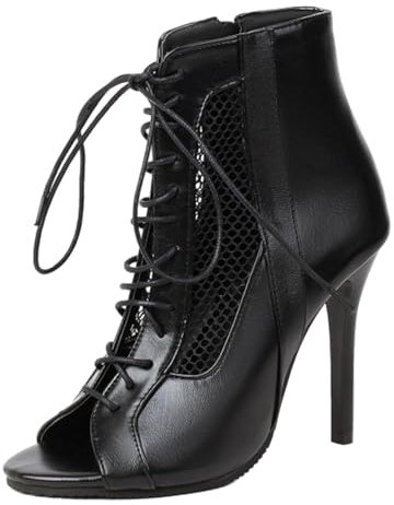 Viaoragiosa Stivaletti Salsa Ballo,Stivali da Ballo Latino Americano,Stivali da Ballo in Rete,Flessibile E Confortevole,Peep Toe Ankle Dance Boots Design,Dance Scarpe Sono per Latino Salsa Tango