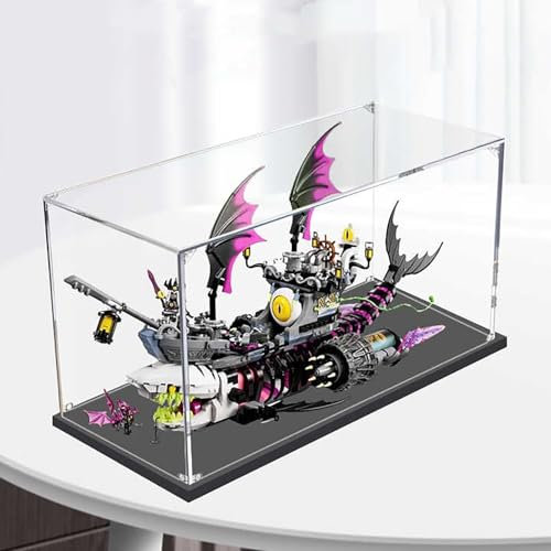 Acryl-Vitrine für Le·Go 71469 Shark Boat, staubdichte Aufbewahrungsvitrine für 71469, anwendbar für Le·Go-Liebhaber (nur Vitrine), Größe: 60 x 30 x 35 cm (2mm)