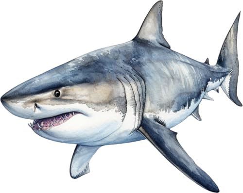 x4 Shark Stickers for Wall Decor, Covering Marks, Mugs & Cups, Car Bumpers, Shower & Tile, Toilets, Laptop & More Sea Animal Vinyl Decals, Hardwearing Waterproof (Great White)