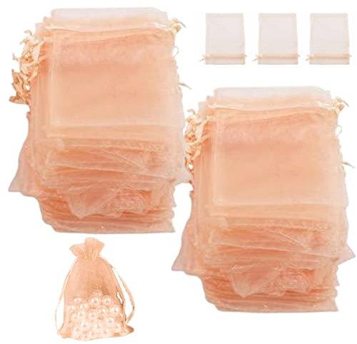 Transparente Organzabeutel 100 Stück 10,2x15,2 cm transparente Beutel Geschenkbeutel mit Kordelzug feines Netz Schmuckbeutel Mehrzweck-Partygeschenkbeutel für Geburtstage Weihnachten Festivals