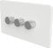 Flat Trailing Edge 2 Way LED Dimmer Switch Rotary Push On/Off for Dimmable LED and Halogen Lights - White/Silver 3-Gang