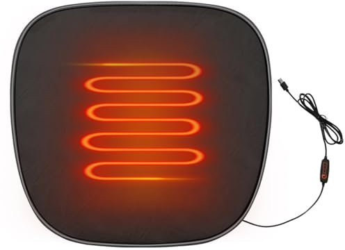 ISOYTERO Car Seat Cushion 17.7x18.1 Inch 3-Gear Temp Adjustable Car Seat Pad USB Non-slip Heated Cover Portable Winter Heated Cushion for, Office Black