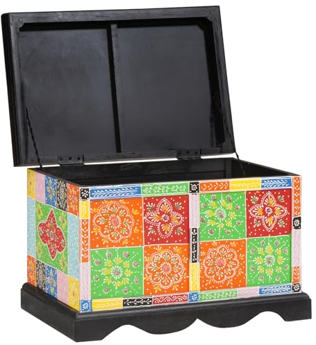 vidaXL Storage Box Multicolour 60 x 40 x 40 cm Solid Mango wood, Bedroom Storage Solutions, Rectangular Mango Wood Box, Modern Organizational for Durable Home Furniture