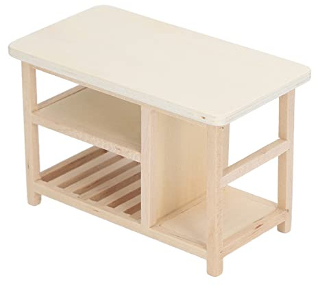 RIZGHWOY Miniatur-Puppenhaustisch aus Holz, Unbemalt, für Puppenhausdekoration, Zimmerbox, Hausmodell, Ideal für Weihnachten, Ostern, aus Birkenholz