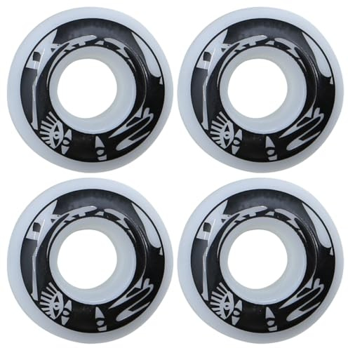Ludom 4-Piece 54mm 78-85A PU Skateboard Replacement Wheels White with Pattern