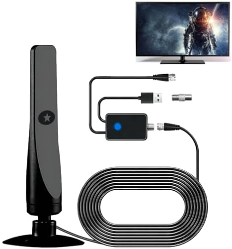 Rewave Tv Antenna Uk - 2026 Indoor TV Aerial for Smart TV, 4K 1080P HD Digital TV Antenna with Signal Booster Freeview (AntennaX1PCS)