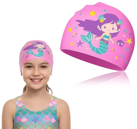 MNYXIS Cuffia Neonato Piscina, Cuffia Da Nuoto Per Bambini, Cuffia Piscina Bambino, Cuffia da Nuoto Impermeabile In Silicone, Cuffia da Nuoto Impermeabile per Capelli Lunghi, Cuffia Piscina Bambina