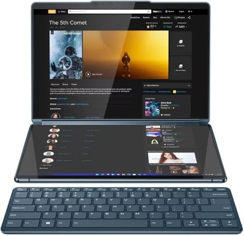 Lenovo Yoga Book 9i 13.3 Dual OLED 2.8K Touchscreen Laptop, Intel Core i7-1355U, 16GB LPDDR5x, 1TB NVMe SSD, Bowers & Wilkins Audio, WiFi 6E, Windows 11 Pro, UK Keyboard, Tidal Teal (Renewed)