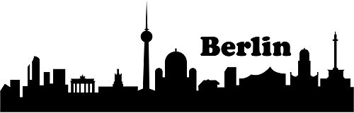 Samunshi® Wall Tattoo Wall Sticker Berlin Skyline Black 30x9.4cm
