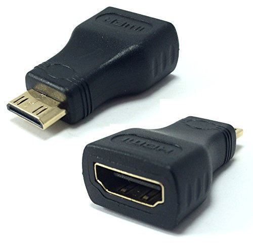 Mini HDMI zu HDMI Adapter konverter Kompatibel mit Canon EOS 550d / Nikon D5100 / D5200 / D5300 / D800 / D810 / D90 / Fujifilm / Nvidia Shield Plug Stecker Buchse KleineStecker auf HDMI