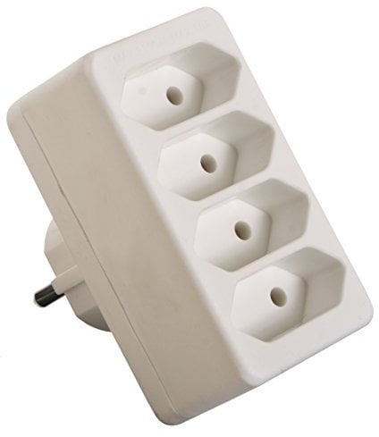 as - Schwabe 4-Fach Eurostecker Weiß 230V 16A - Schuko-/Euroadapter - Mehrfachsteckdose Kompakt und Sicher - Erhöhter Berührungsschutz - Platzsparend für 4 Geräte- Ideal für Homeoffice, 48411