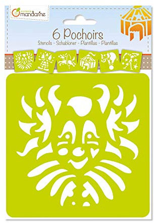 Avenue Mandarine 42454MD - Set mit 6 Schablonen, 15 x 15 cm, geeignet für Kinder ab 3 Jahren, für Filz- und Farbstifte, Farben oder Farbbomben, Zirkus, 1 Set