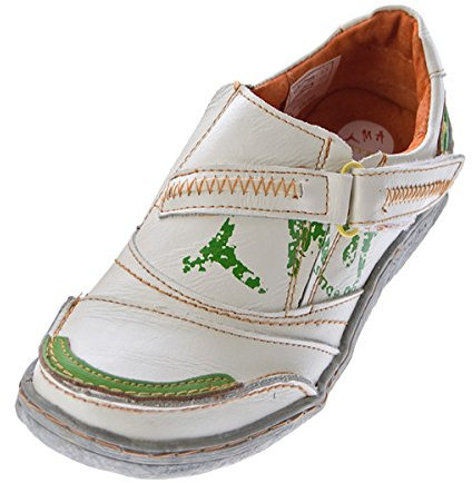 TMA Comfort Damen Leder Schuhe Turnschuhe Weiß Slipper Sneakers Halbschuhe Ziernähte Gr. 40