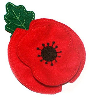 Mak Broche coquelicot avec feuille en feutre rouge