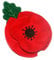 Mak Broche coquelicot avec feuille en feutre rouge