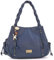 Catwalk Collection Handbags - Grand Sac Porté Èpaule Femme Cuir - Sac Cabas - Sac Fourre Tout Fermeture Éclair - Sac à Main Multipoches - CAZ - Bleu