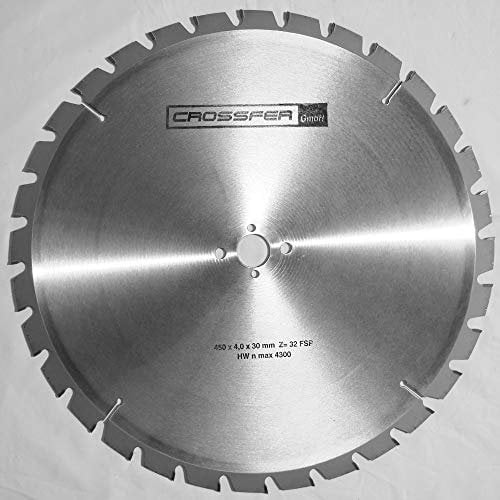 CROSSFER Lame de scie circulaire à bois 450x30 mm pour construction résistant aux ongles 32 Dents pour bois de chauffage FABRIQUÉ EN ALLEMAGNE