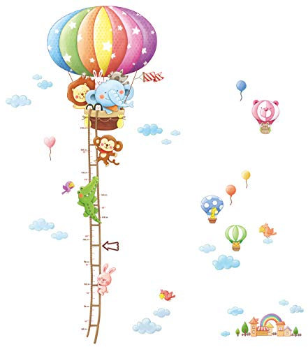 Decowall DAT-1606N Heißluftballon Höhentabelle Tiere Wandtattoo Wandsticker Wandaufkleber Wanddeko für Wohnzimmer Schlafzimmer Kinderzimmer