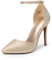 DREAM PAIRS Damen Pumps mit spitzer Zehenpartie Knöchelriemen hoher Absatz Stiletto-Absatz Hochzeitsschuhe Brautschuhe,Size 39,Gold/Glitzer,Oppointed_Lacey