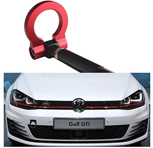 Dewhel JDM Aluminium-Schiene Racing vorne hinten Stoßstange Autozubehör Auto Anhänger Ring Auge Abschlepphaken Kit rot zum Anschrauben für Volkswagen MK7 VII Golf GTI ab 2015