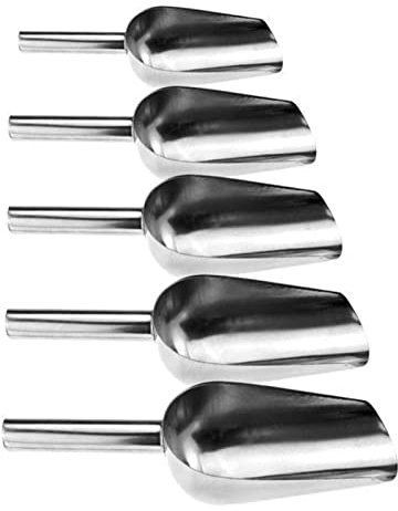 5 Pala de Hielo Cuchara para Hielo de Acero Inoxidable Pala para Cubitos de Hielo Pala, Pala Cucharón de Cocina y Bar, Pala para el Hielo, Cucharas de Helado Set