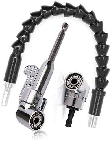 2 Stück 105° Winkelaufsatz für Akkuschrauber Adapter, Schraubendreher mit magnetischem Bohrerhalter, 2pcs Flexible Bohrer Verlängerung Shaft Extension Bits, Winkelaufsatz für Akkuschrauber
