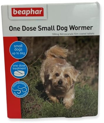 Beaphar One Dose Wormer Small Medium and Large Dogs Dog Worming Tablets (Small Dogs under 6kg)