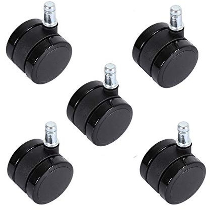 5x BüRostuhlrollen M11 × 21 Mm Stift Lenkrollen Durchmesser 50mm 250 Kg Schwerlast Doppelrad MöBel Universal- Schwenken Ersatzrollen FüR Laminat Teppiche Hartholz