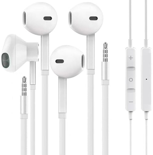 [2 Pack] WEIZY Aux Earbuds/Earphones, Vize 3.5mm Wired Headphones Noise Isolating Earphones Volume Control & Built-in Microphone Compatible with iPhone/Samsung/Android/MP3/MP4