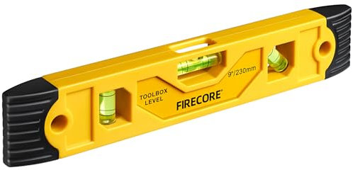 Torpedo Wasserwaage Magnetisch, Firecore 9 Zoll Stoßfest Klein Nivellierwerkzeug mit 3 Wasserwaage 45 90 180 Grad, Konstruktion Nivellierer zum Aufhängen von Bildern Installieren Regal Haus