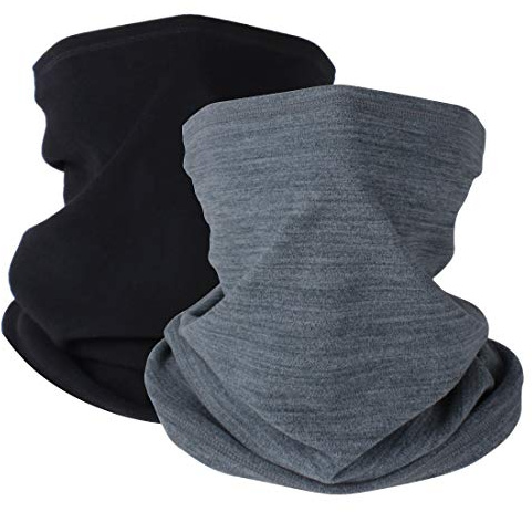 KGC 2 Pack Winter Neck Warmer Gaiter,Soft Fleece Windproof Face Mask Scarf Bandana Cold Weather Face Cover for Men & Women Outdoor Sports Skiing Cycling