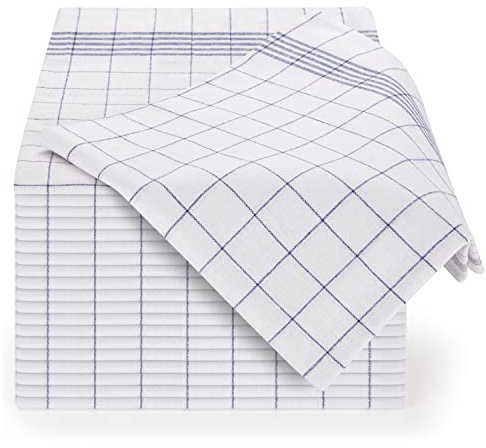 Blumtal 20er Set Premium Geschirrtücher - Hochwertige Geschirrhandtücher, 100% Baumwolle, blau kariert, 50x70 cm