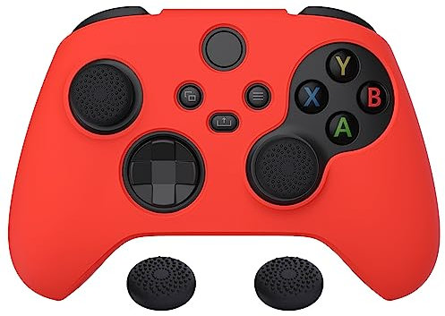 PlayVital Silikon Hülle für Xbox Series X & S Controller,Case Anti-Rutsche Schutzhülle Hülle Griffe Skin Weiches Gummi Grips für Xbox Series X & S Controller(Rot)