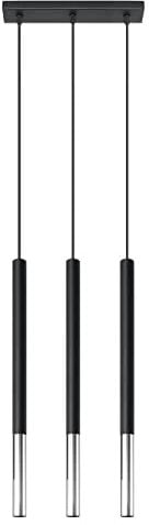 SOLLUX lighting Hängelampe Pendelleuchte Hängeleuchte - Deckenlampe Stahl - 3 Flammig - LED Lampe Glühbirne - Schwarz Chrom Mozaica