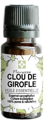 FLORESSE- Huile Essentielle de CLOU DE GIROFLE- 10ml - 100% Pure, Naturelle (CLOU DE GIROFLE)