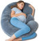QUEEN ROSE Pregnancy Pillows - E Shaped Pregnancy Pillows for Sleeping, Detachable Body Pillow for Pregnant Side Sleeper, Grey Velvet Cover, 60in