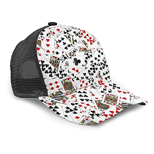Oaieltj Unisex Baseball Cap Damen Herren Klassische Baseball Cap Verstellbare Snapback Mesh Trucker Hut Sonnenhut, Poker-Karten spielen, One size