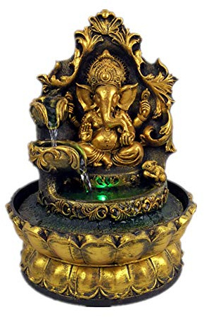YTOOZ Estatua de Buda Escultura, Estatua de Ganesha Agua Que Fluye Estatua de Buda Fuente de Agua Interior con luz LED Buda tailandés Meditación Budista Resina Artesanía Decoración Regalo