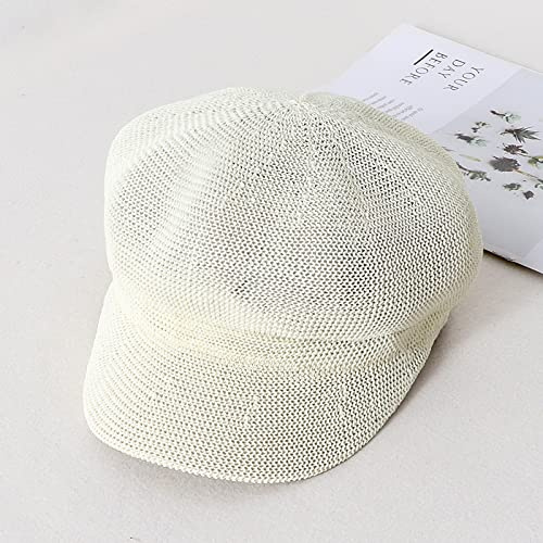 oonui Beret Femme Chapeaux De Gavroche pour Femmes Été Respirant Engrener Paille Béret Réglable Artiste Peintre Casquettes Octogonales Visière Plage Chapeau De Soleil