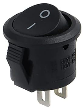 AUTOZOCO Interruptor redondo basculante de 2 vias ON/OFF 6A (Negro)